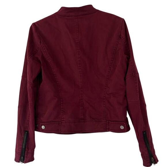 Sanctuary moto utility lightweight maroon jacket pockets bikercore biker S - Picture 7 of 11